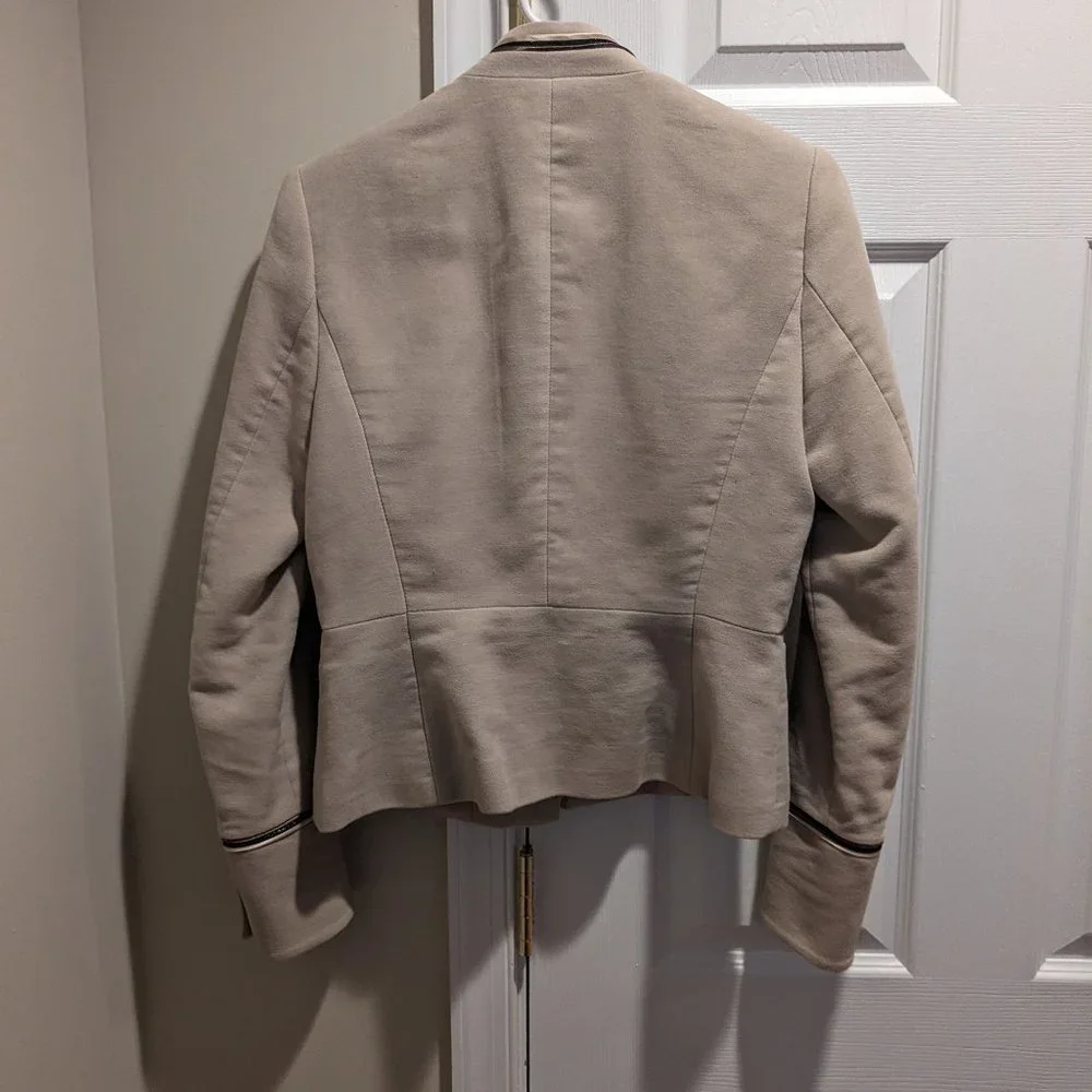 Zara Light Gray Cream Velvet Military Jacket Gold Lion Buttons Size M - Picture 6 of 6